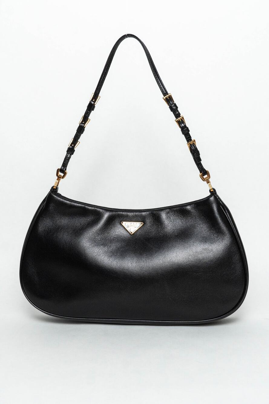 Vintage Prada Cleo Leather Shoulder Bag Black